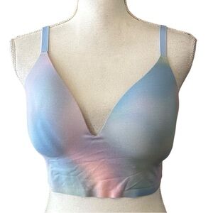 Victoria’s Secret PINK Wireless Push-up Bralette SZ Large in Blue Pink Tie Dye